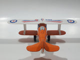 Daron K500 Bi-Plane Airplane Orange and White Pull Back Die Cast Toy Car Vehicle Missing Propeller