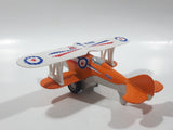 Daron K500 Bi-Plane Airplane Orange and White Pull Back Die Cast Toy Car Vehicle Missing Propeller