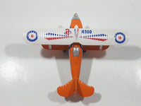 Daron K500 Bi-Plane Airplane Orange and White Pull Back Die Cast Toy Car Vehicle Missing Propeller