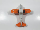 Daron K500 Bi-Plane Airplane Orange and White Pull Back Die Cast Toy Car Vehicle Missing Propeller