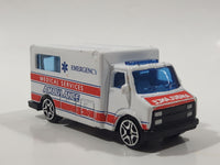 Motor Max No. 6034 Emergency Medical Services Ambulance Van White Die Cast Toy Car Vehicle with Opening Rear Doors