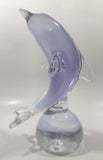 Light Purple Violet Dolphin 7" Tall Wildlife Art Glass Sculpture Paperweight