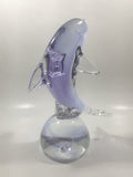 Light Purple Violet Dolphin 7" Tall Wildlife Art Glass Sculpture Paperweight