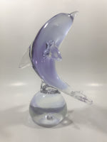 Light Purple Violet Dolphin 7" Tall Wildlife Art Glass Sculpture Paperweight