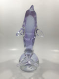 Light Purple Violet Dolphin 7" Tall Wildlife Art Glass Sculpture Paperweight