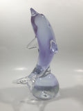 Light Purple Violet Dolphin 7" Tall Wildlife Art Glass Sculpture Paperweight