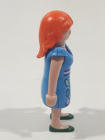 2013 Geobra PlayMobil Blue Dress Red Hair Girl Woman 2 3/4" Tall Toy Figure