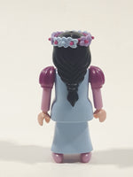 1997 Geobra PlayMobil Princess Pegasus Purple and Light Blue Dress Flower Girl Woman 2 7/8" Tall Toy Figure