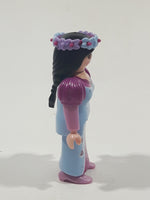 1997 Geobra PlayMobil Princess Pegasus Purple and Light Blue Dress Flower Girl Woman 2 7/8" Tall Toy Figure