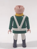 1990 Geobra Playmobil Soldier Green Jacket White Pants 2 3/4" Tall Toy Figure