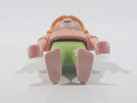 Geobra Playmobil Small Blonde Girl Child Green Pants Strawberry Pink Shirt 2 1/8" Tall Toy Figure