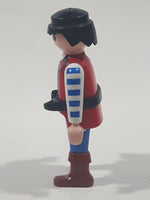 1996 Geobra Playmobil Pirate with Peg Leg Eyepatch Red White and Blue Clothes 2 7/8" Tall Toy Figure