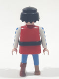 1996 Geobra Playmobil Pirate with Peg Leg Eyepatch Red White and Blue Clothes 2 7/8" Tall Toy Figure