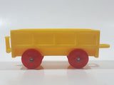 Vintage Yellow Plastic Open Top Train Car with Red Wheels