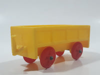 Vintage Yellow Plastic Open Top Train Car with Red Wheels