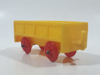 Vintage Yellow Plastic Open Top Train Car with Red Wheels