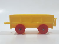 Vintage Yellow Plastic Open Top Train Car with Red Wheels