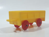 Vintage Yellow Plastic Open Top Train Car with Red Wheels