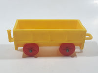 Vintage Yellow Plastic Open Top Train Car with Red Wheels