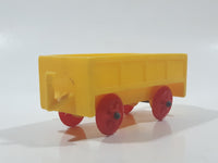 Vintage Yellow Plastic Open Top Train Car with Red Wheels