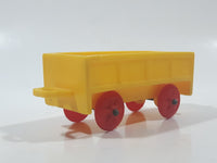 Vintage Yellow Plastic Open Top Train Car with Red Wheels