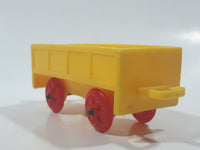 Vintage Yellow Plastic Open Top Train Car with Red Wheels