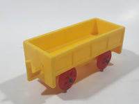 Vintage Yellow Plastic Open Top Train Car with Red Wheels