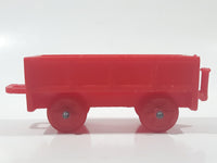 Vintage Red Plastic Open Top Train Car with Red Wheels