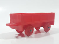 Vintage Red Plastic Open Top Train Car with Red Wheels