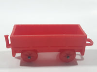 Vintage Red Plastic Open Top Train Car with Red Wheels