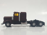 Unknown Brand Semi Tractor Truck Burgundy Die Cast Toy Car Vehicle with Opening Hood