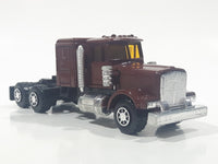 Unknown Brand Semi Tractor Truck Burgundy Die Cast Toy Car Vehicle with Opening Hood