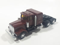 Unknown Brand Semi Tractor Truck Burgundy Die Cast Toy Car Vehicle with Opening Hood