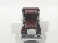 Unknown Brand Semi Tractor Truck Burgundy Die Cast Toy Car Vehicle with Opening Hood