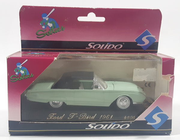 Solido Sixties 4505 1961 Ford Thunderbird Light Green 4 3/4" Long Die Cast Toy Car Vehicle with Opening Hood in Display Case New in Box