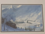 Max Jacquiard "The Loops in Rogers Pass" 3844 Train Steam Engine Locomotive 11 1/4" x 14 1/4" Framed Art Print