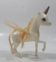 White Unicorn with Gold Horn 6 1/2" Tall Plastic Toy Figure