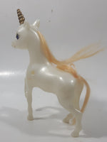 White Unicorn with Gold Horn 6 1/2" Tall Plastic Toy Figure