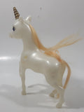 White Unicorn with Gold Horn 6 1/2" Tall Plastic Toy Figure