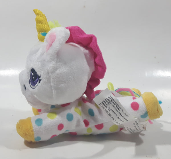 Sunny Days Entertainment White Spotted Rainbow Unicorn 6" Long Plush Stuffed Character