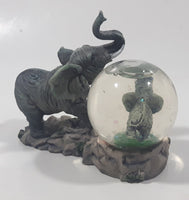 Elephant and Baby Elephant Snow Globe 4" Wide Resin Wildlife Ornament