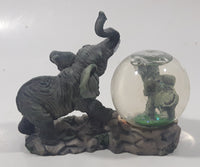 Elephant and Baby Elephant Snow Globe 4" Wide Resin Wildlife Ornament