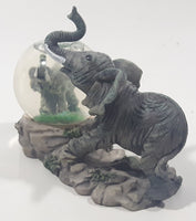 Elephant and Baby Elephant Snow Globe 4" Wide Resin Wildlife Ornament