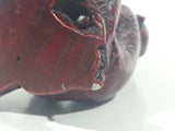 Monkey Sitting On A Log 3" Tall Red Resign Chinese Sculpture