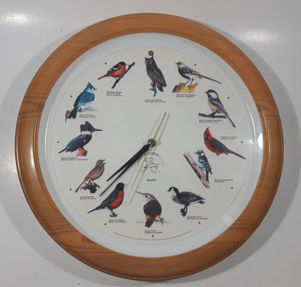 National Audubon Society 13 1/4" Faux Wood Wall Clock with Hourly Bird Sounds