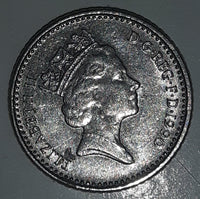 1990 UK Great Britain Five Pence 5 Queen Elizabeth II D.G. Reg F.D Metal Coin