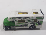 2012 Matchbox Outdoor Adventure MBX Motor Home RV Green White Die Cast Toy Car Recreational Vehicle with Opening Rear Gate