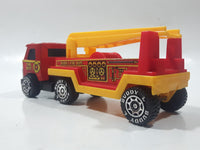 Vintage 1980 Buddy L Fire Dept Semi Ladder Truck Red Pressed Steel and Plastic Die Cast Toy Car Vehicle