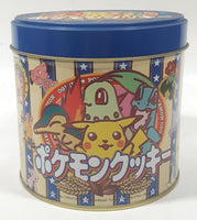 Rare Nintendo Creatures Game Freak TV Tokyo Sho Pro JR Kikaku Pokemon Characters Japanese Lettering 4" Tall Tin Metal Canister