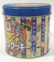 Rare Nintendo Creatures Game Freak TV Tokyo Sho Pro JR Kikaku Pokemon Characters Japanese Lettering 4" Tall Tin Metal Canister